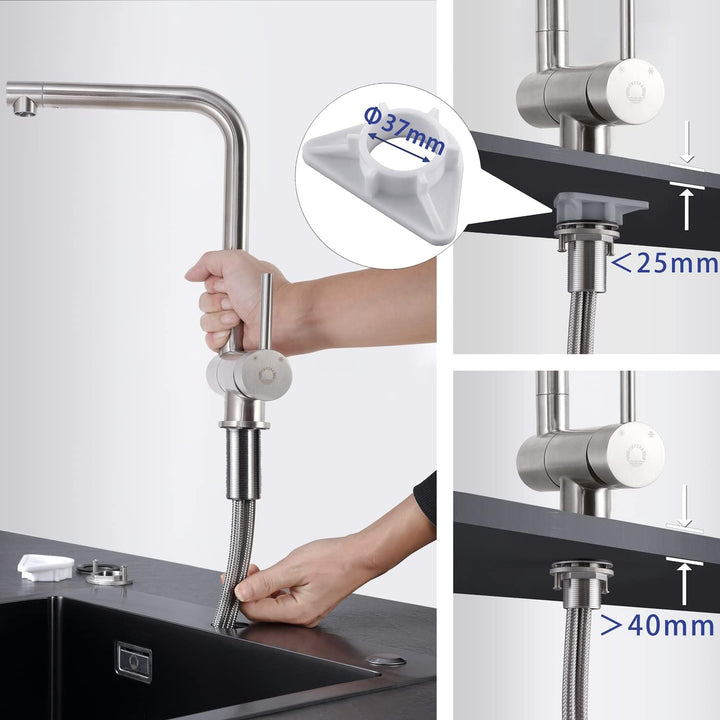 CECIPA Vorfenster Küchenarmatur Klappbar, Hochdruck Wasserhahn Küche, Flexible Mischbatterie Küche 3
