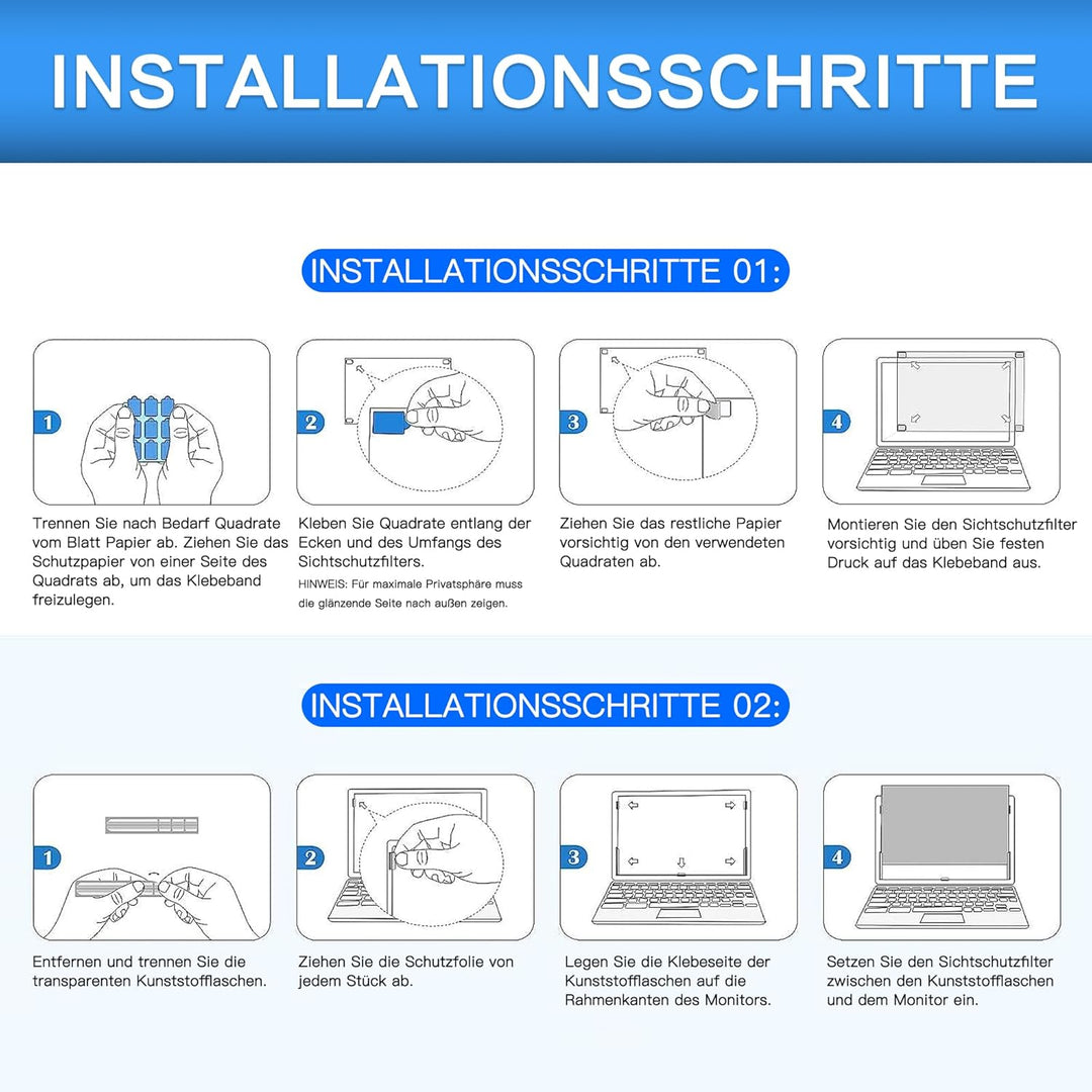 ZOEGAA Bildschirm Sichtschutzfolie 27 Zoll Monitor Blickschutzfolie 16:9,Anti Blaulicht Blendschutz