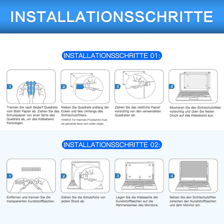 ZOEGAA Bildschirm Sichtschutzfolie 27 Zoll Monitor Blickschutzfolie 16:9,Anti Blaulicht Blendschutz