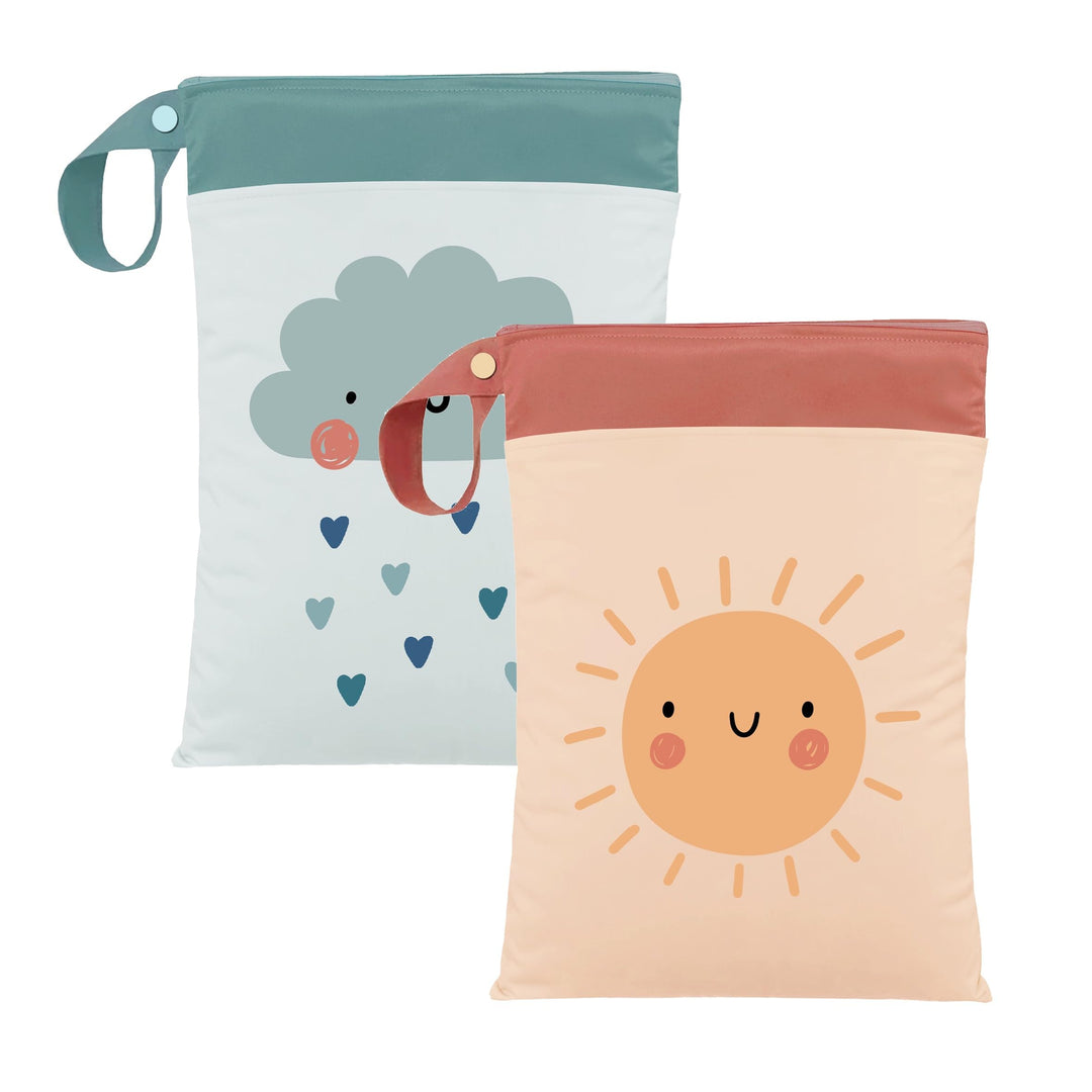 ARTEE Nasstaschen Set für Kita-Wechselwäsche, Wasserdicht, Waschbar, mit Reissverschluss, für Kinder