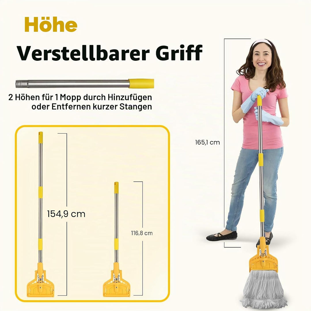 Kommerzieller industrieller Wischmopp mit 61 Zoll Moppgriff, Schnurwischer, robuster Bodenreiniger,
