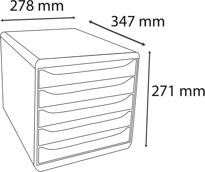 Exacompta 309738D Premium Ablagebox mit 5 Schubladen für DIN A4+ Dokumente. Stapelbare Schubladenbox