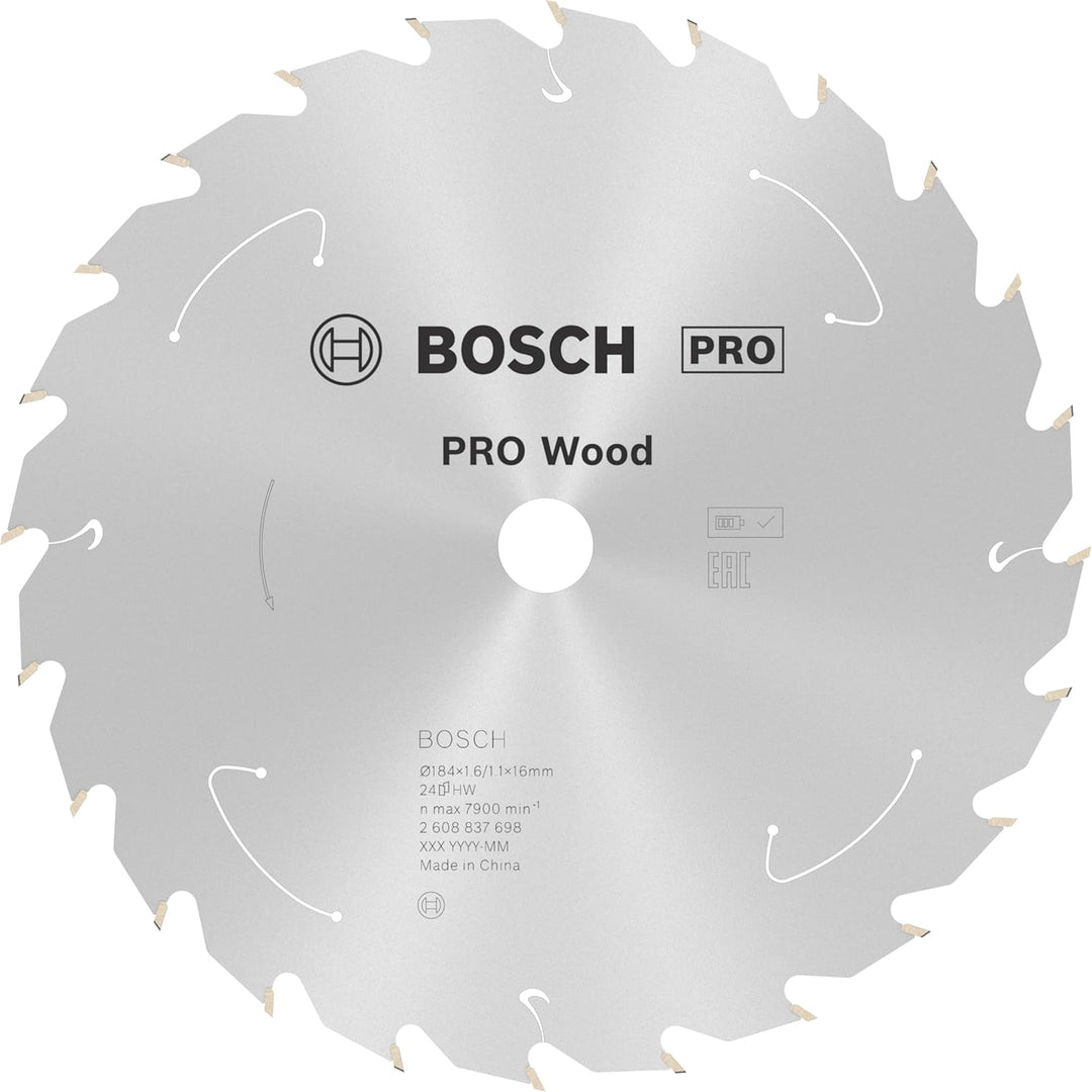 Bosch Professional 1x Kreissägeblatt Standard for Wood (Holz, Sägeblatt Ø 184 x 16 x 1,6 mm, 24 Zähn