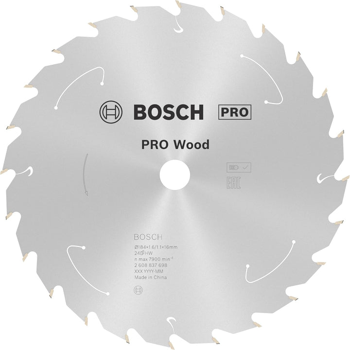 Bosch Professional 1x Kreissägeblatt Standard for Wood (Holz, Sägeblatt Ø 184 x 16 x 1,6 mm, 24 Zähn