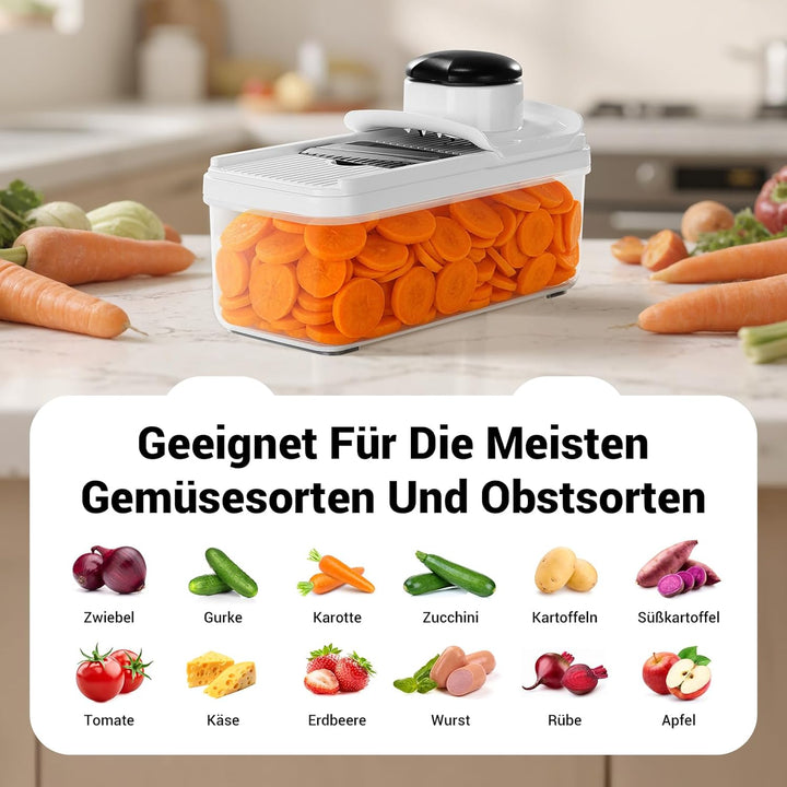 Gemüseschneider, Mandoline Gemüsehobel, Gurkenhobel Zwiebelschneider, 12 in 1 Multifunktionaler Gemü