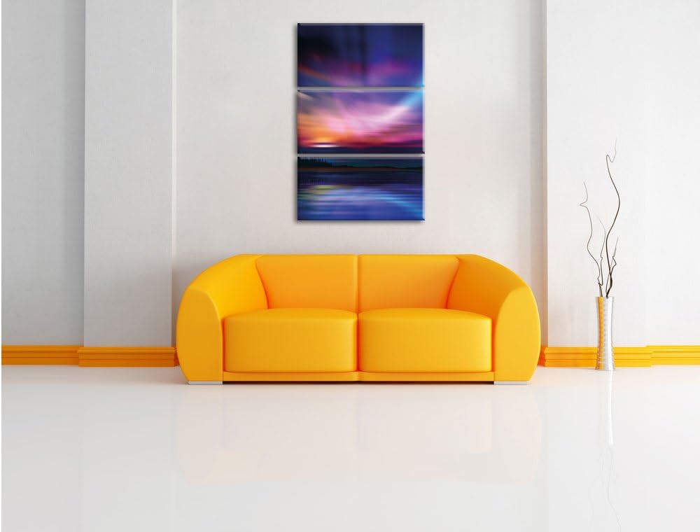 Pixxprint Nordische Polarlichter als Leinwandbild | Grösse: 3 Teilig (120x80) | Wandbild| Kunstdruck