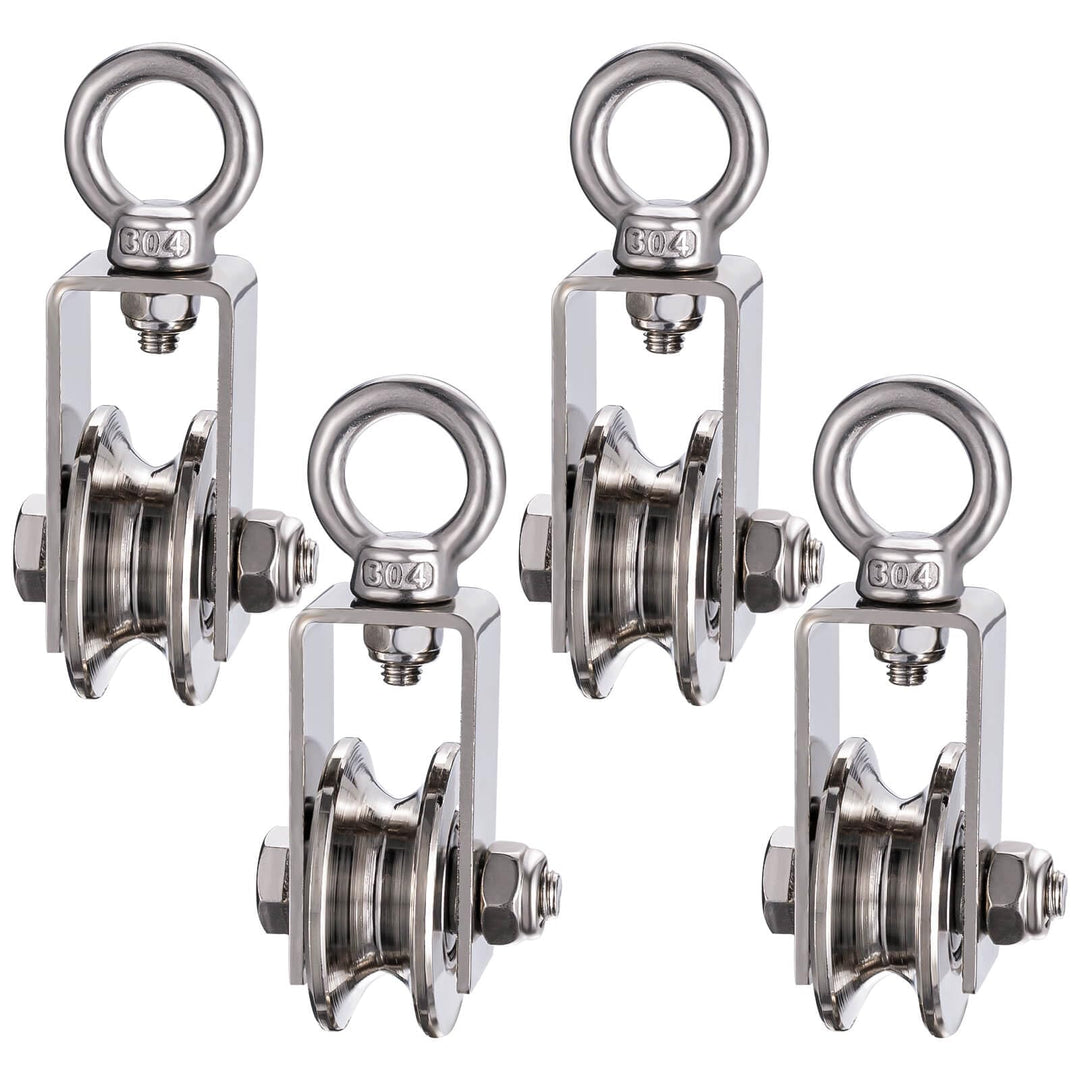 40mm Umlenkrolle mit 2 Kugellager, Edelstahl Fitness flaschenzug，Umlenkrollen für 8mm Seile Stahlsei