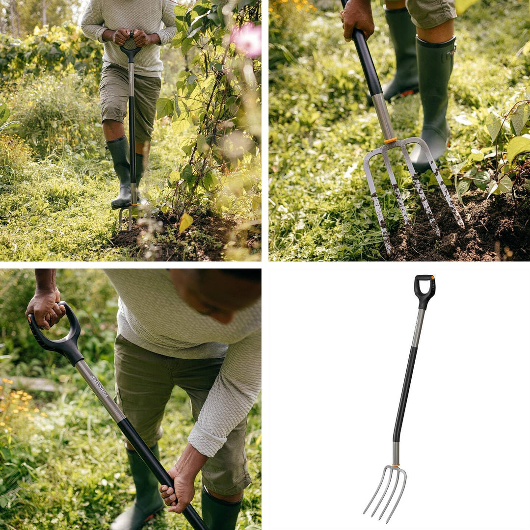 Fiskars Spatengabel für Harte, steinige Böden, Mit 4 Zinken, Länge: 132 cm | Hochwertiger Borstahl,