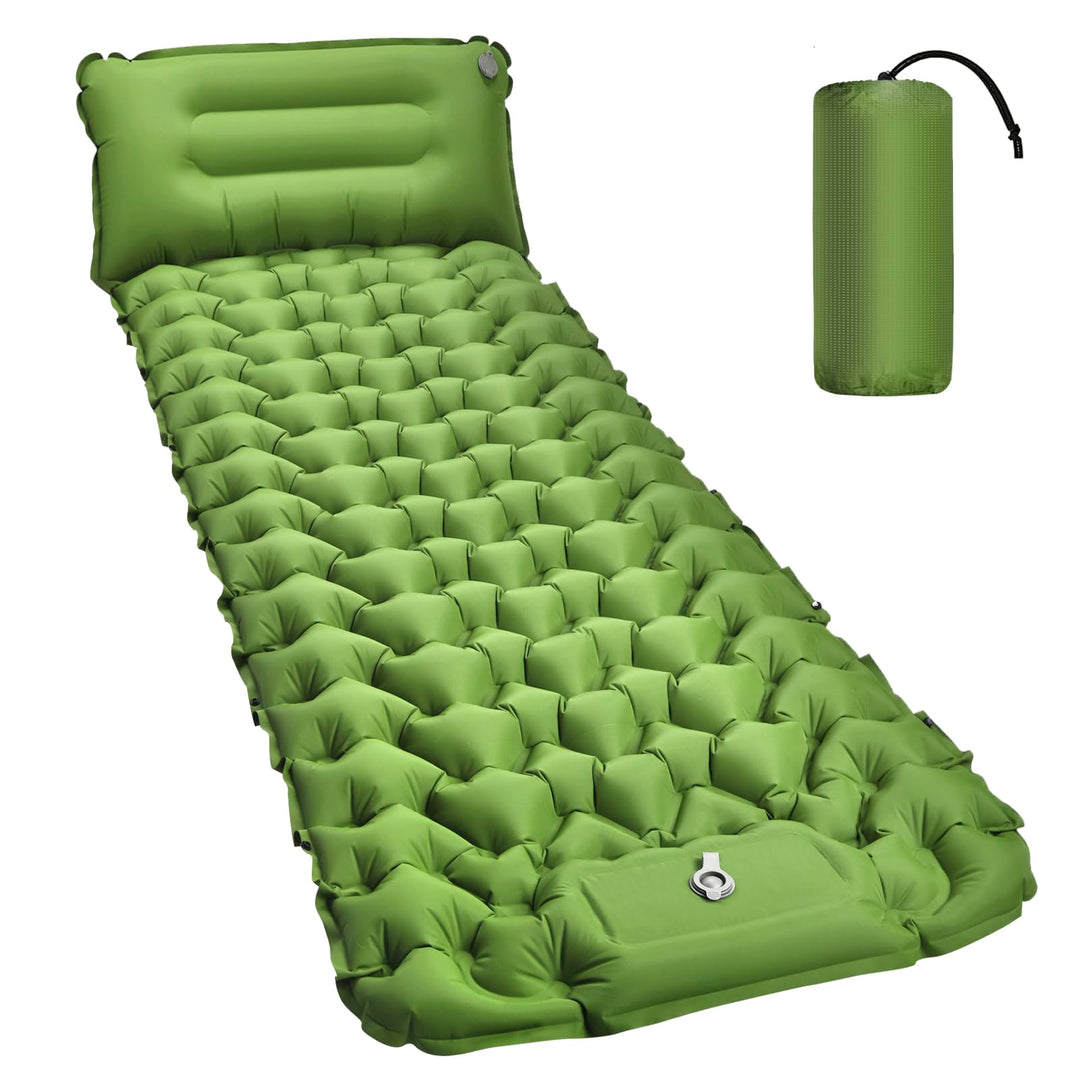 Isomatte 10CM Hoch Luftmatratze Camping Kleines Packmass, Aufblasbare Isomatte Ultraleicht mit Fussp