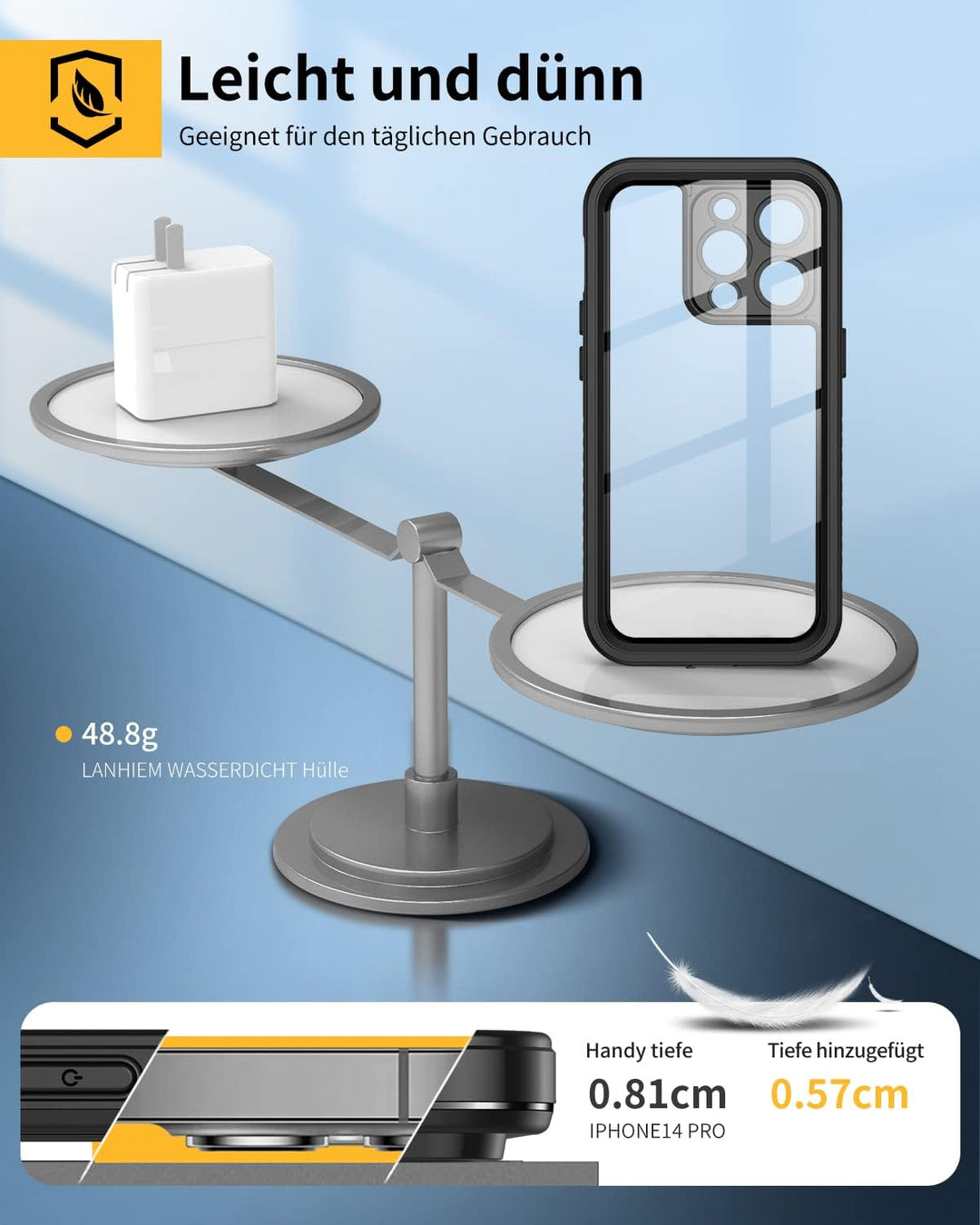 Lanhiem für iPhone 14 Pro Hülle Wasserdicht [Kompatibel mit Magsafe] Handyhülle iPhone 14 Pro Schutz