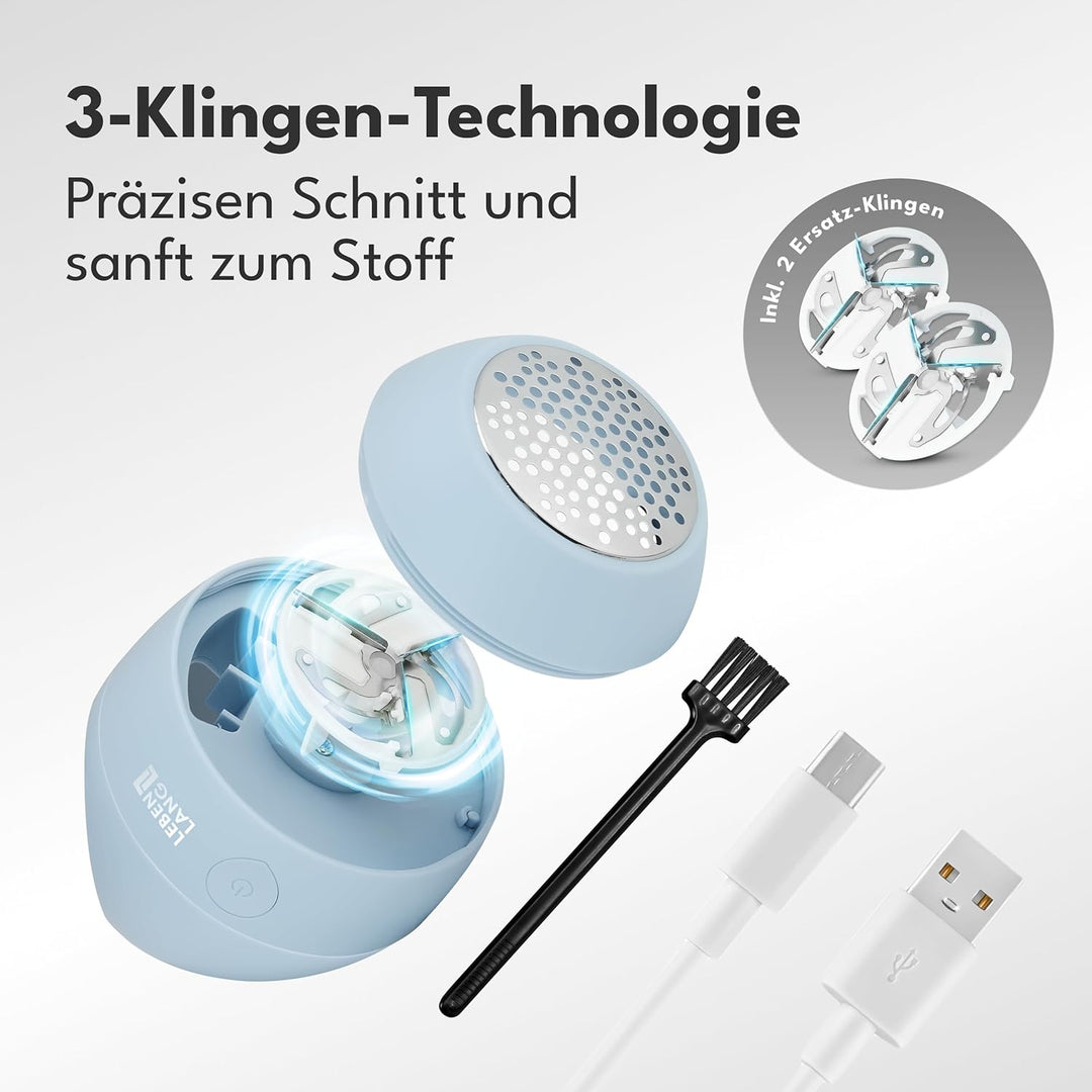 LEBENLANG Mini Fusselrasierer Elektrisch - Inkl. Ersatzklingen & Reinigungspinsel I Entfussler Fluse