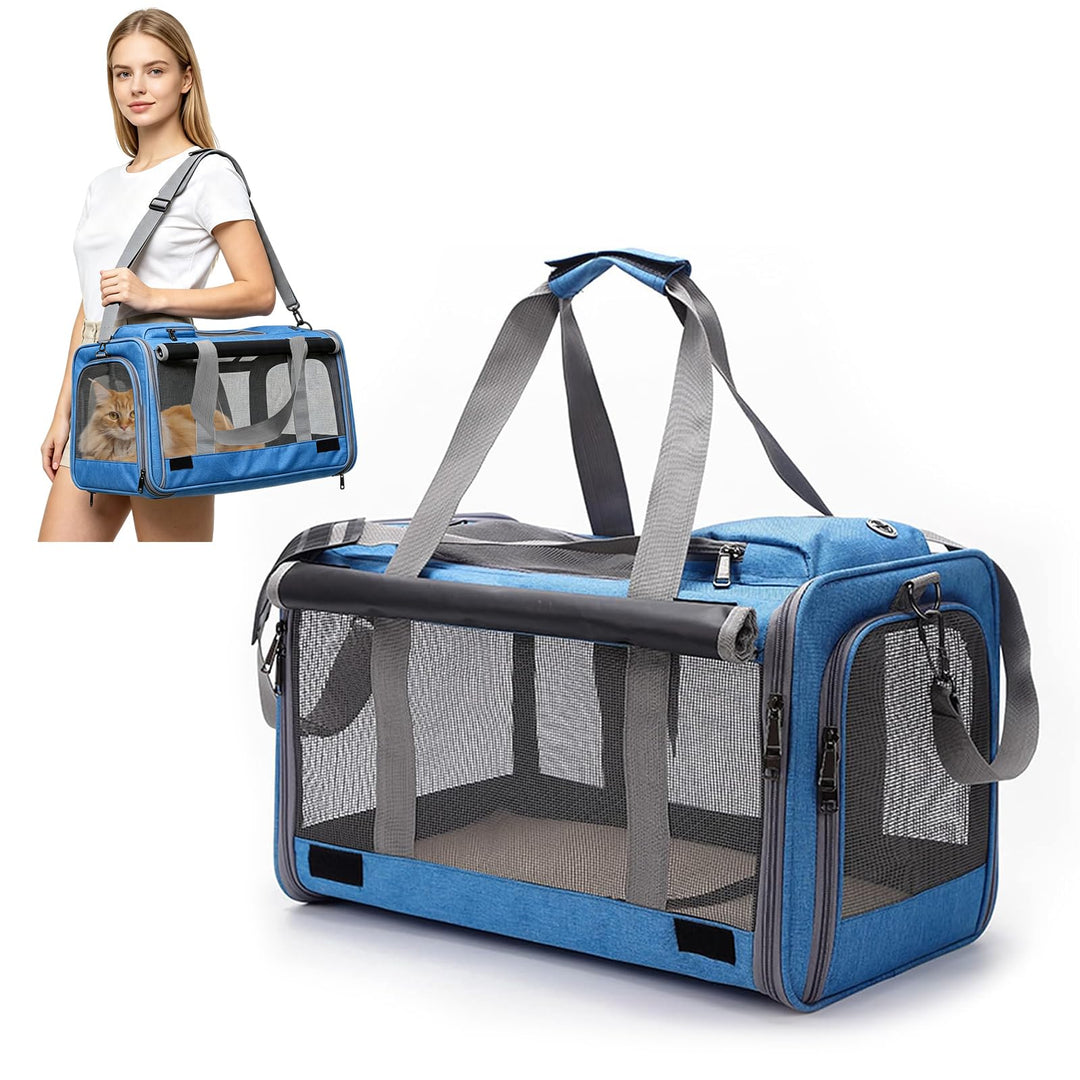 PETCUTE Katzentransportbox für grosse Katzen 20 lbs,Faltbar Hundetransportbox für Kleine Hunde,Tragb