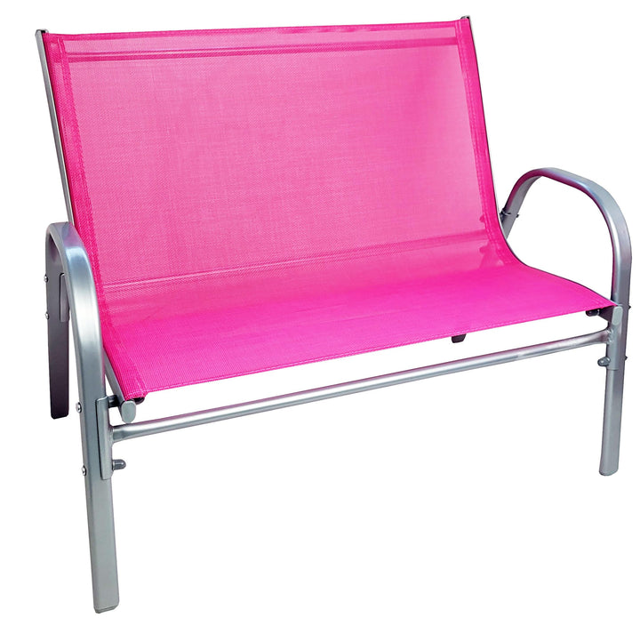 Hline Kinderbank Gartenbank für 2 Kinder 2-Sitzer Bank (Rosa/Pink) Rosa / Pink, Rosa / Pink