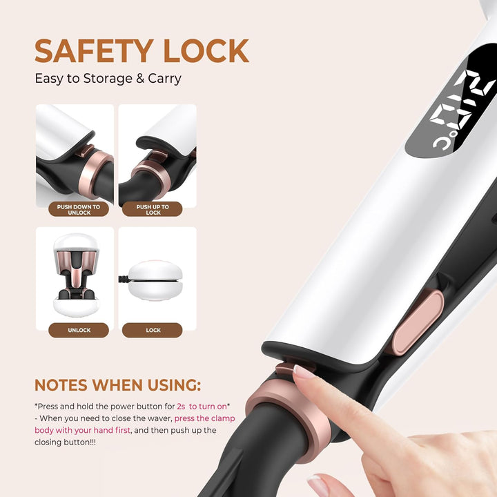 UKLISS Welleneisen, Pro Mini Welleneisen für Haare, Lockenstab Grosse Locken Geeignet für Anfänger,