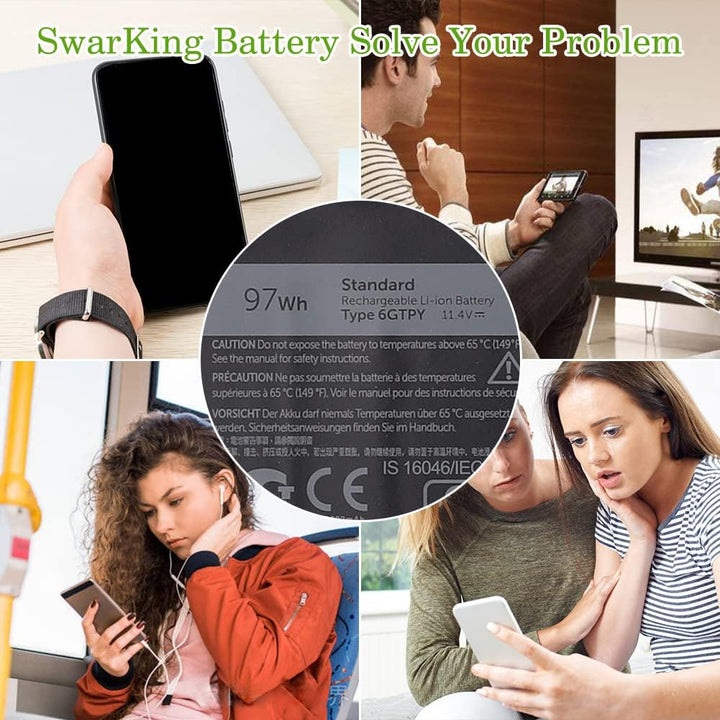 SwarKing Ersatz Akku Kompatibel mit Dell XPS 15 9550 9560 9570 7590 (Modell 2019) P56F001 P56F002 Pr