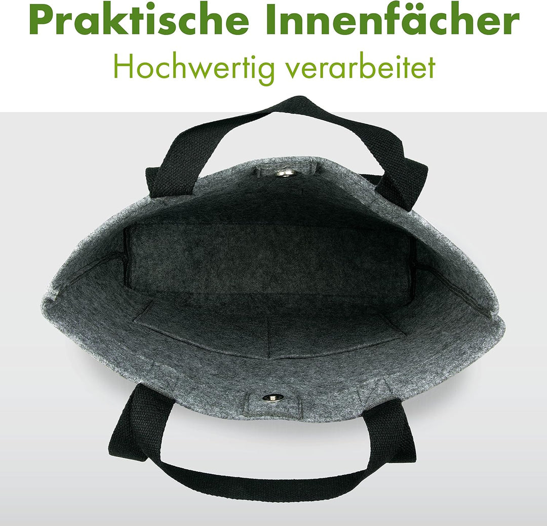 Tebewo verschliessbare Filztasche - praktische Einkaufstasche mit Druckknopf - modische Shopping Bag