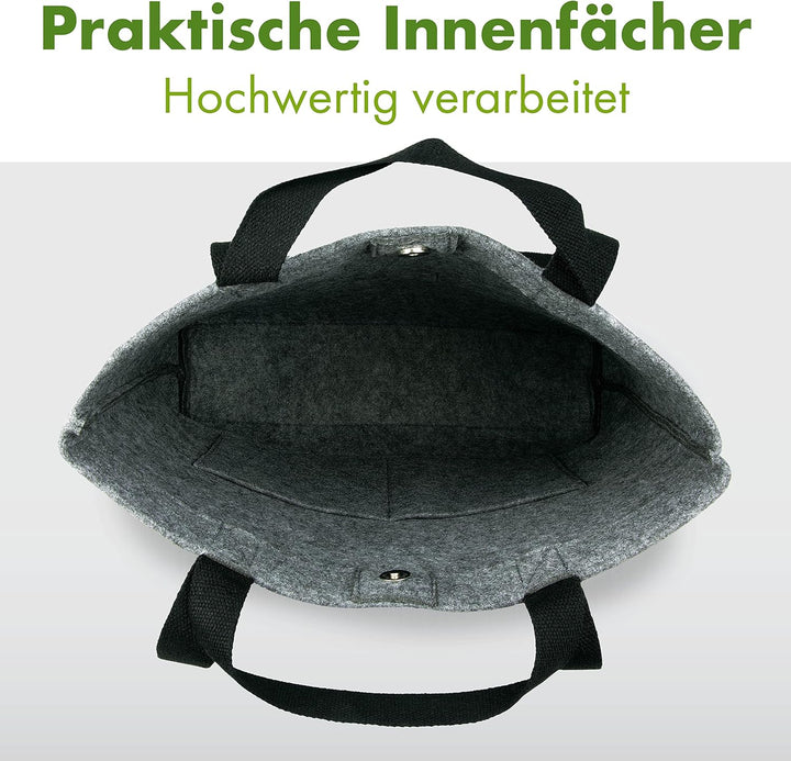 Tebewo verschliessbare Filztasche - praktische Einkaufstasche mit Druckknopf - modische Shopping Bag