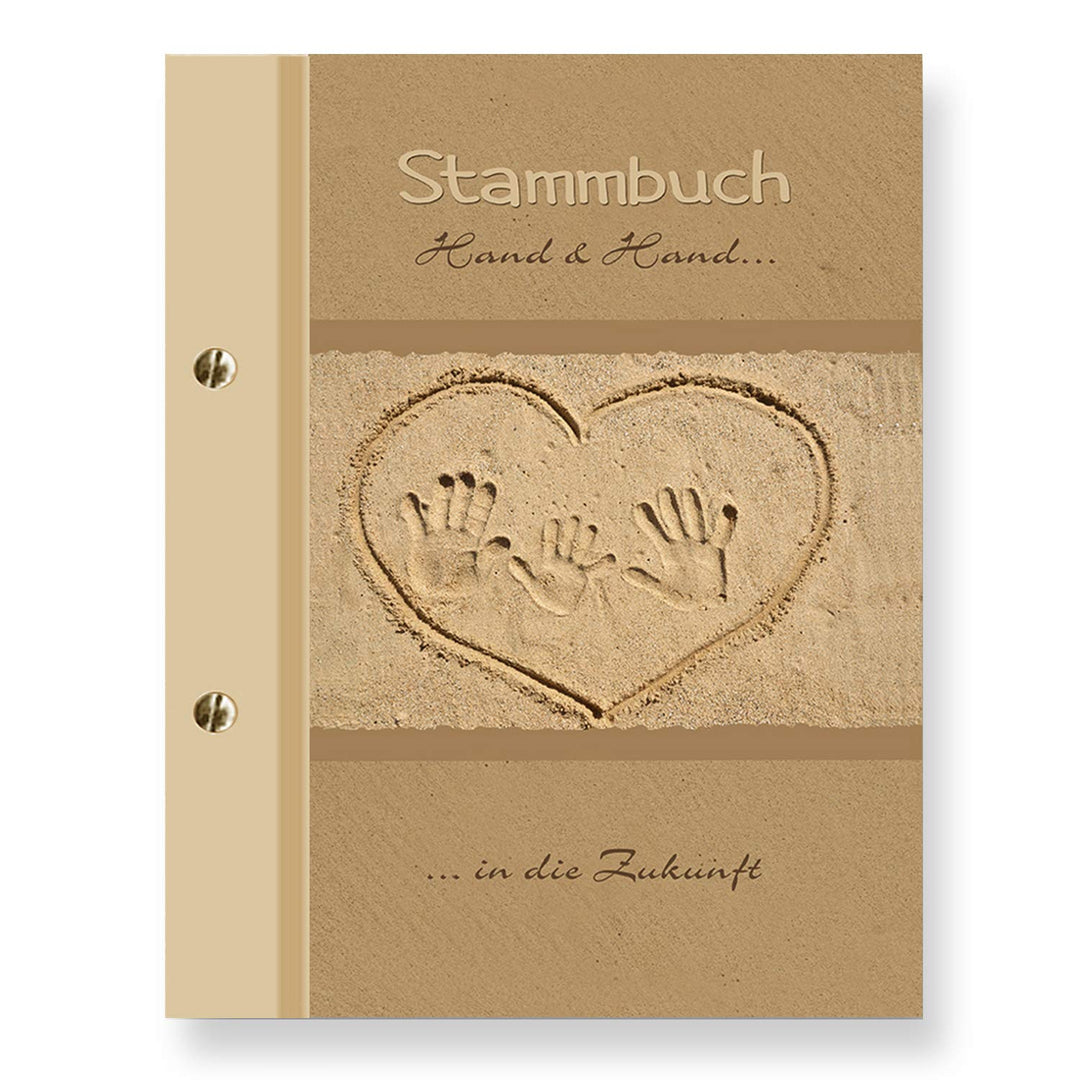 Stammbuchshop stb Hand_Kind_a5 Familienstammbuch, BilddesignerfolieKunstleder, Beige, 23 x 18 x 1,7