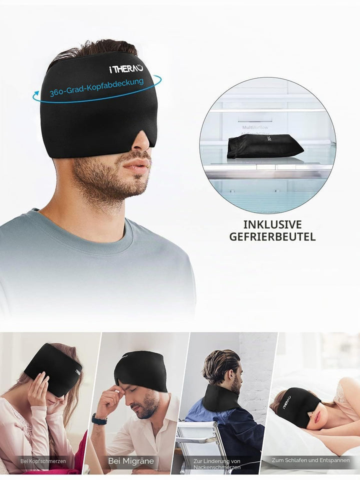 I-THERA-U Migräne Maske 2pcs - Wiederverwendbar 2 in 1 Schlafmaske Headache Hat, Kopfschmerzen Kühlp
