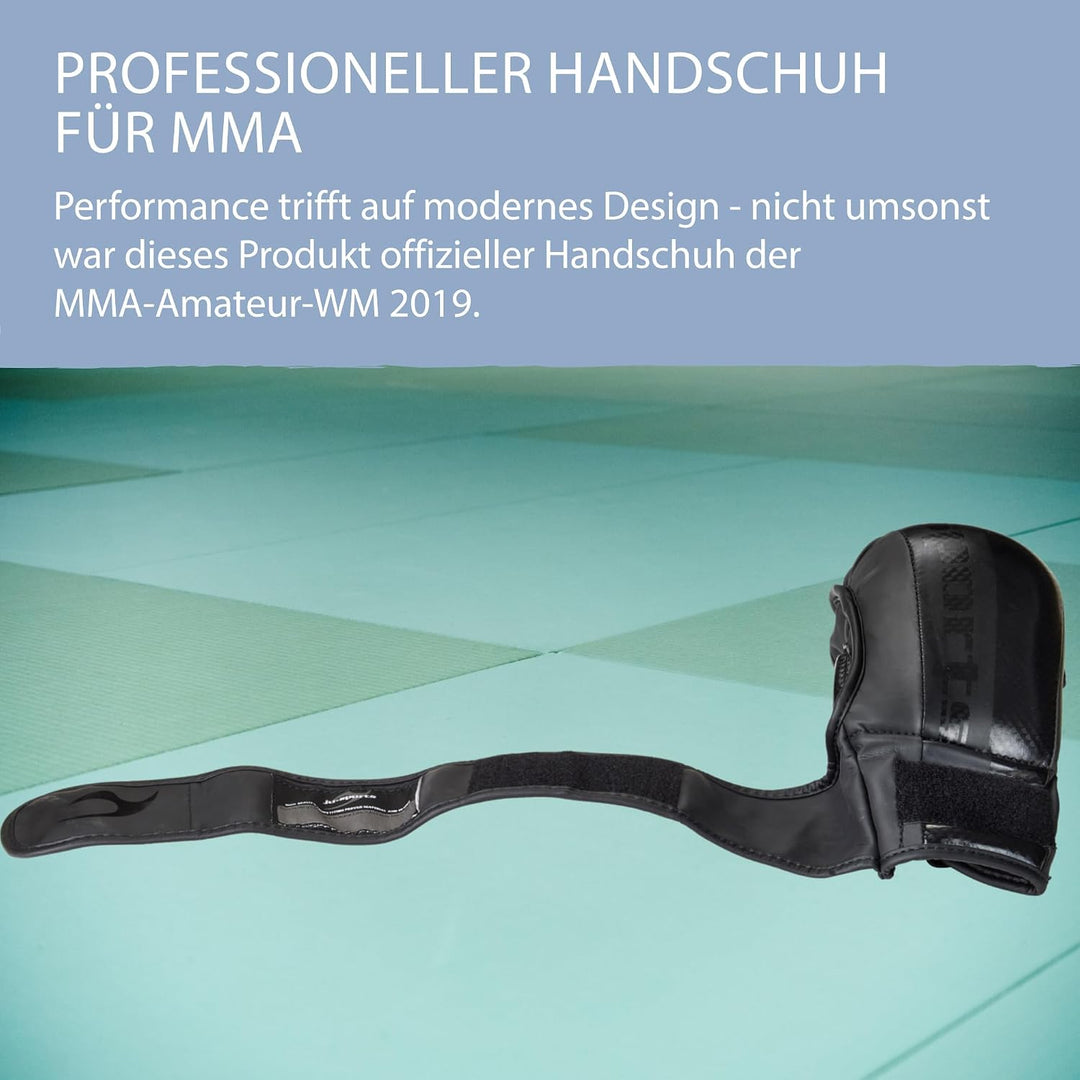 Ju-Sports Carbon MMA Handschuhe für Sparring Assassin schwarz, PU - Kampfsporthandschuhe mit Handrüc