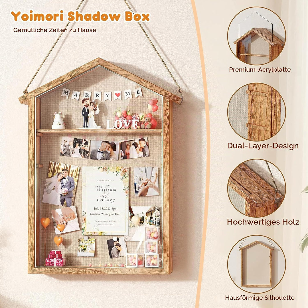 Holz 3D Bilderrahmen zum Befüllen, Grosse Shadow Box, 11x14 Zoll Vitrine Hängend Tiefer Bilderrahmen