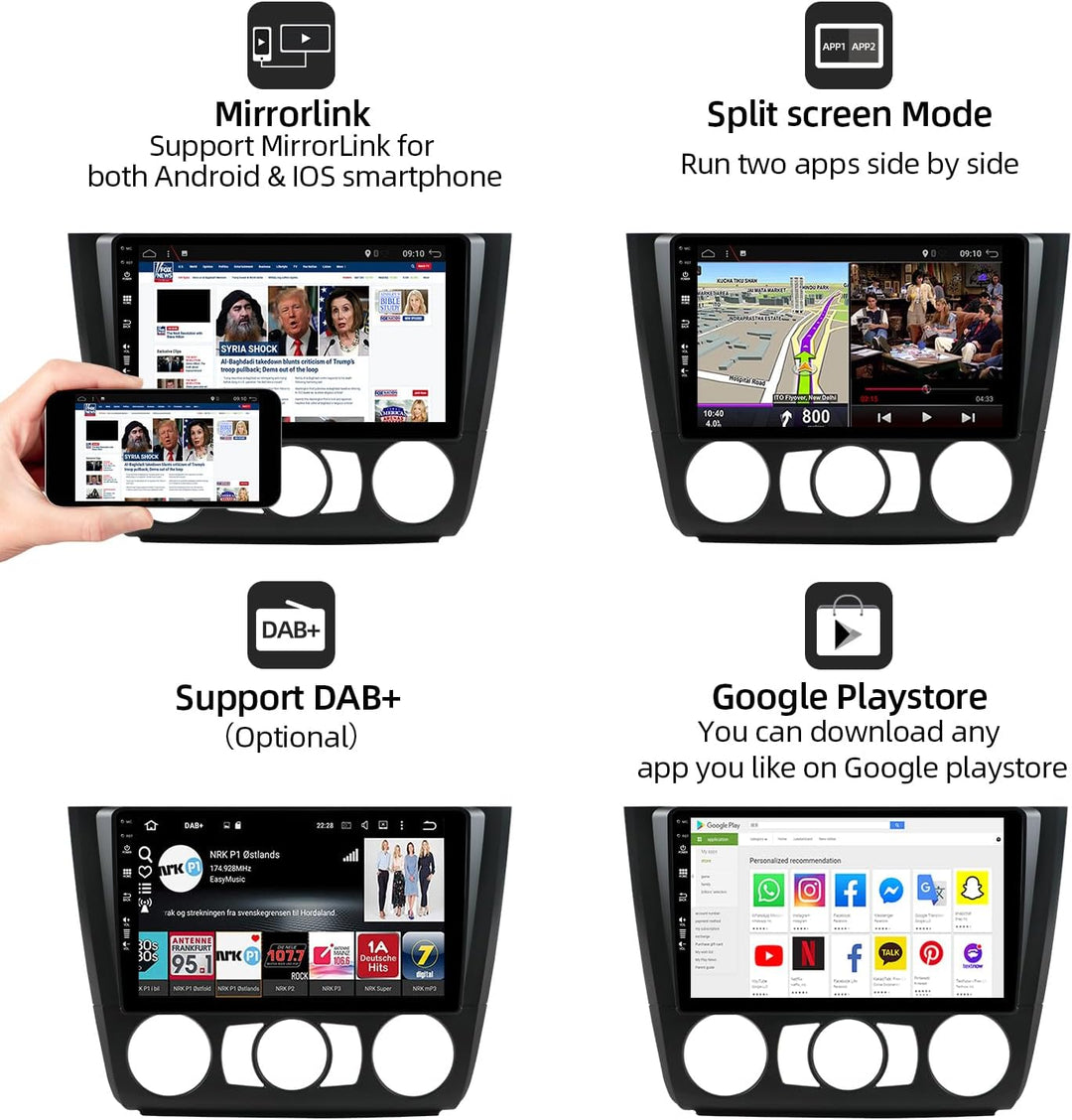 9 Zoll Android 15 Autoradio für BMW 1 Series E81/E82/E87/E88 (2004-2012) - Rückfahrkamera KOSTENLOS