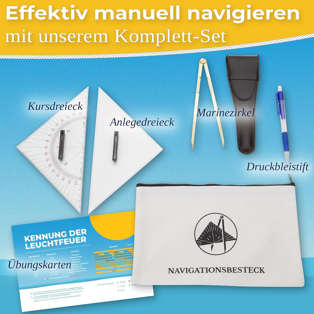 Navigationsbesteck für den Sportbootführerschein I SBF See & Binnen l SKS See l Set 26 cm (Packung m