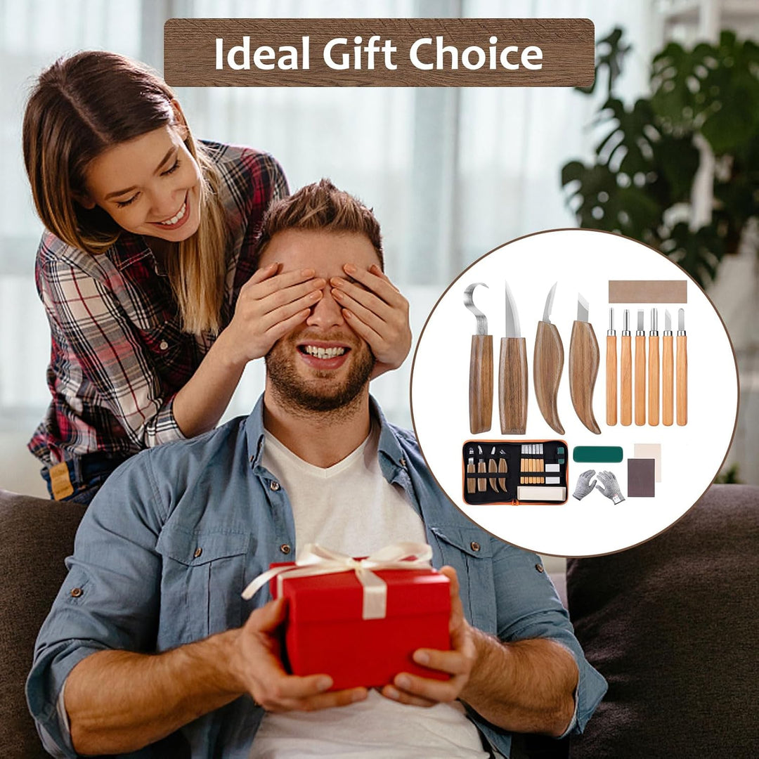Holz-Schnitzwerkzeug Set, 15PCS Holz Schnitzmesser, Holz Schnitzen Set, Carving DIY Schnitzset mit S