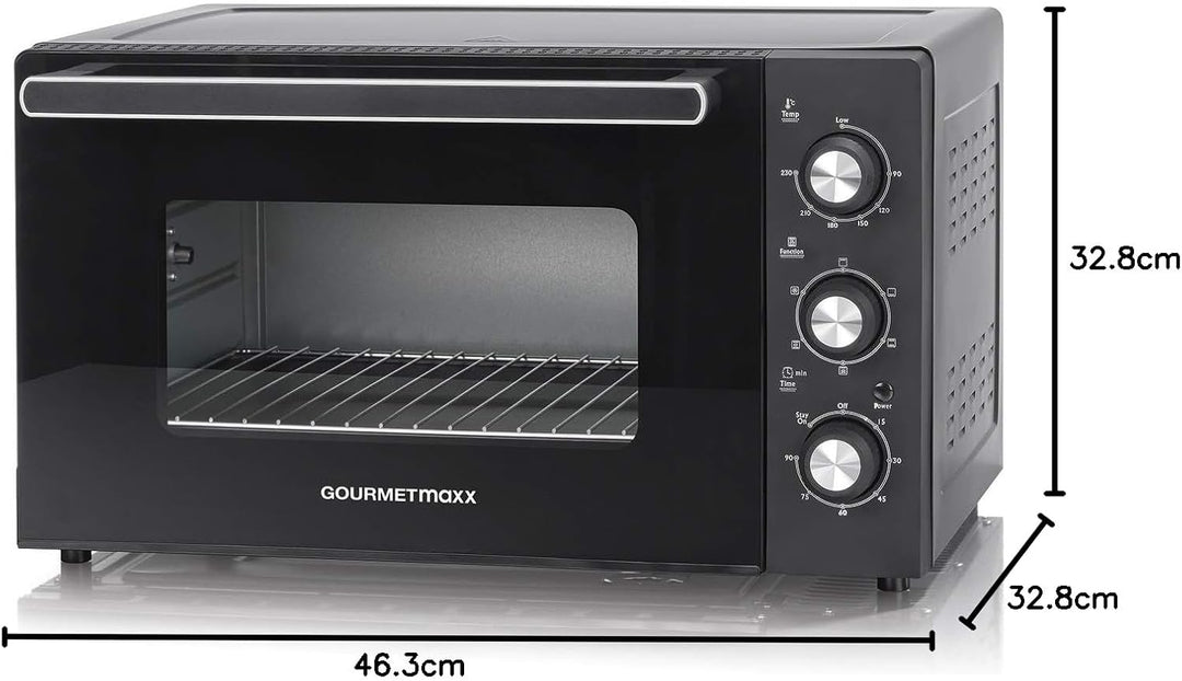 GOURMETmaxx Mini-Backofen mit Umluft | 42 Liter Fassungsvermögen, Ober- und Unterhitze mit Umluft un