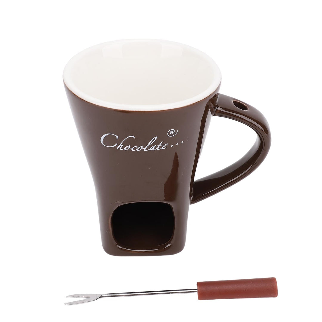 Agatige Keramikschokoladenschmelzmolkerte, Mini Fondue Coffee Coffee Tasse Fondue Pot Set mit Gabel