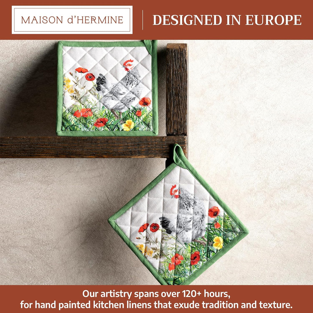 Maison d' Hermine Topflappen, 100% Baumwolle, Ostern-Topfhalter, 2er-Set, hitzebeständig, mit Schlei