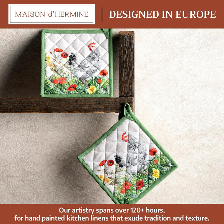 Maison d' Hermine Topflappen, 100% Baumwolle, Ostern-Topfhalter, 2er-Set, hitzebeständig, mit Schlei