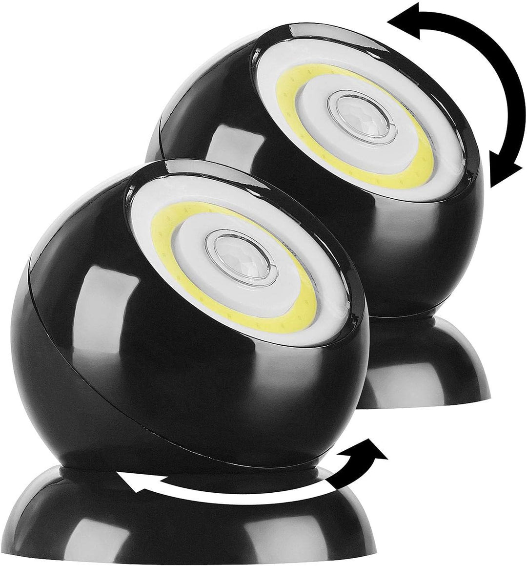 Lunartec LED Strahler Akku: 2er-Set ultrahelle COB-LED-Akku-Leuchten, PIR Sensor, 200 lm, schwarz (d