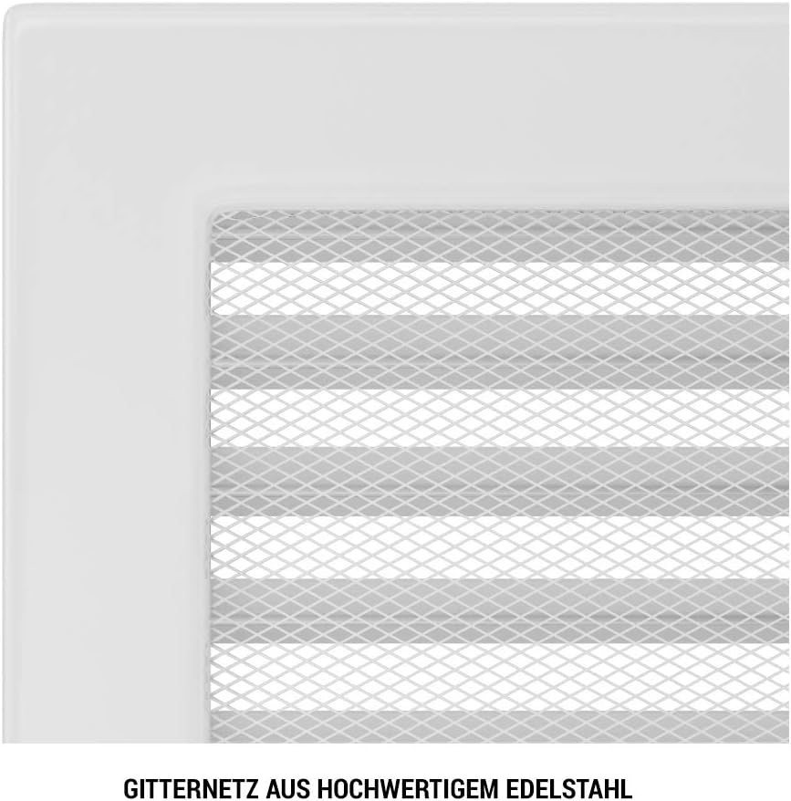 Kratki Lüftungsgitter Kamingitter 17cm x 37cm weiss mit Jalousien 17 x 37 cm Weiss, 17 x 37 cm Weiss