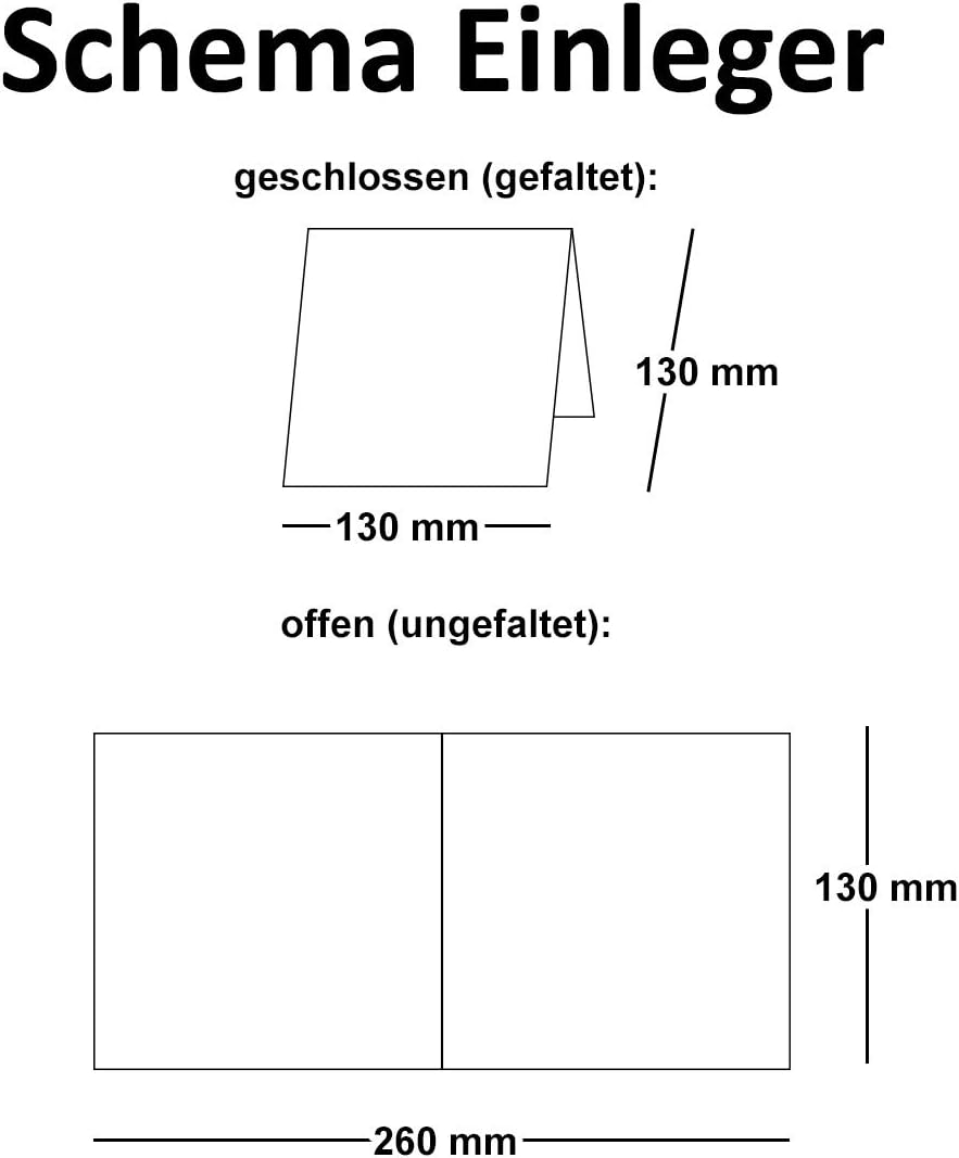 NEUSER PAPIER 100x Kraftpapier-Karten Set quadratisch 13,5 x 13,5 cm mit Brief-Umschlägen & Einlege-