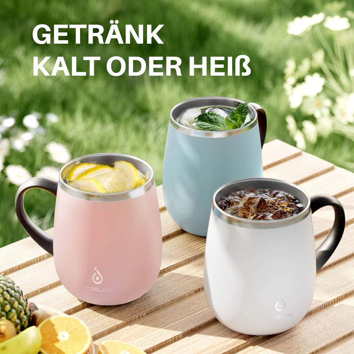 Ideus Kaffeebecher 470 ml (16 oz), doppelwandige vakuumisolierte Kaffee- und Teetasse aus Edelstahl