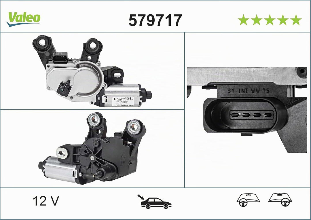 VALEO 579717 Wischermotor VALEO Heckwischermotor 579717 AUDI A1 A6 ALLROAD 3 A6 SERIES 2 FL A6 SERIE
