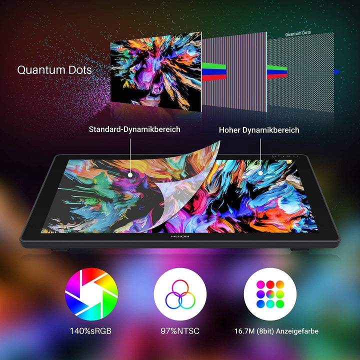 HUION Kamvas 24 Plus Grafiktablett mit Display, 23,8 Zoll volllaminierter QD LCD-Bildschirm aus ents