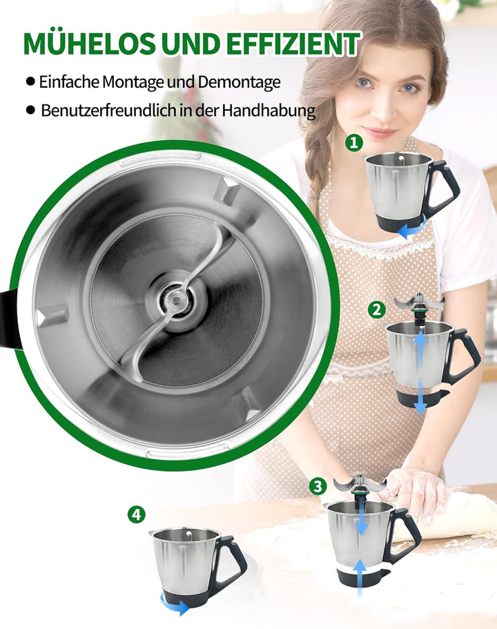 Teigmesser für Thermomix TM6/TM5 Edelstahl Teigmischmesser TM6 TM5 Ersatzteile Mixmesser Zubehör für