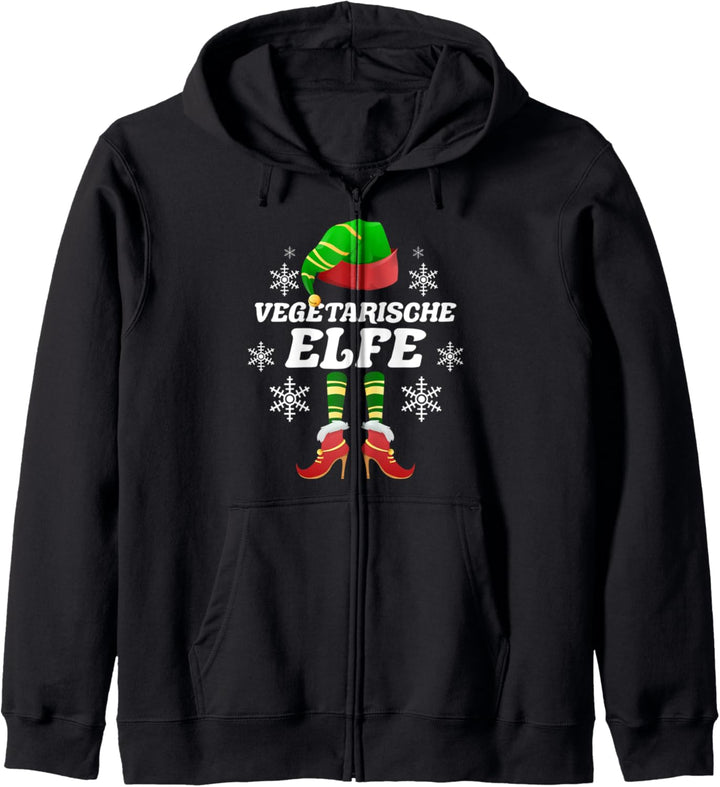 Vegetarischer Elf Familien Outfit Weihnachten Weihnachtself Kapuzenjacke