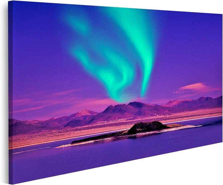 islandburner Bild auf Leinwand Nordlichter Aurora Borealis Bilder Wandbilder Poster Leinwand 100x57c
