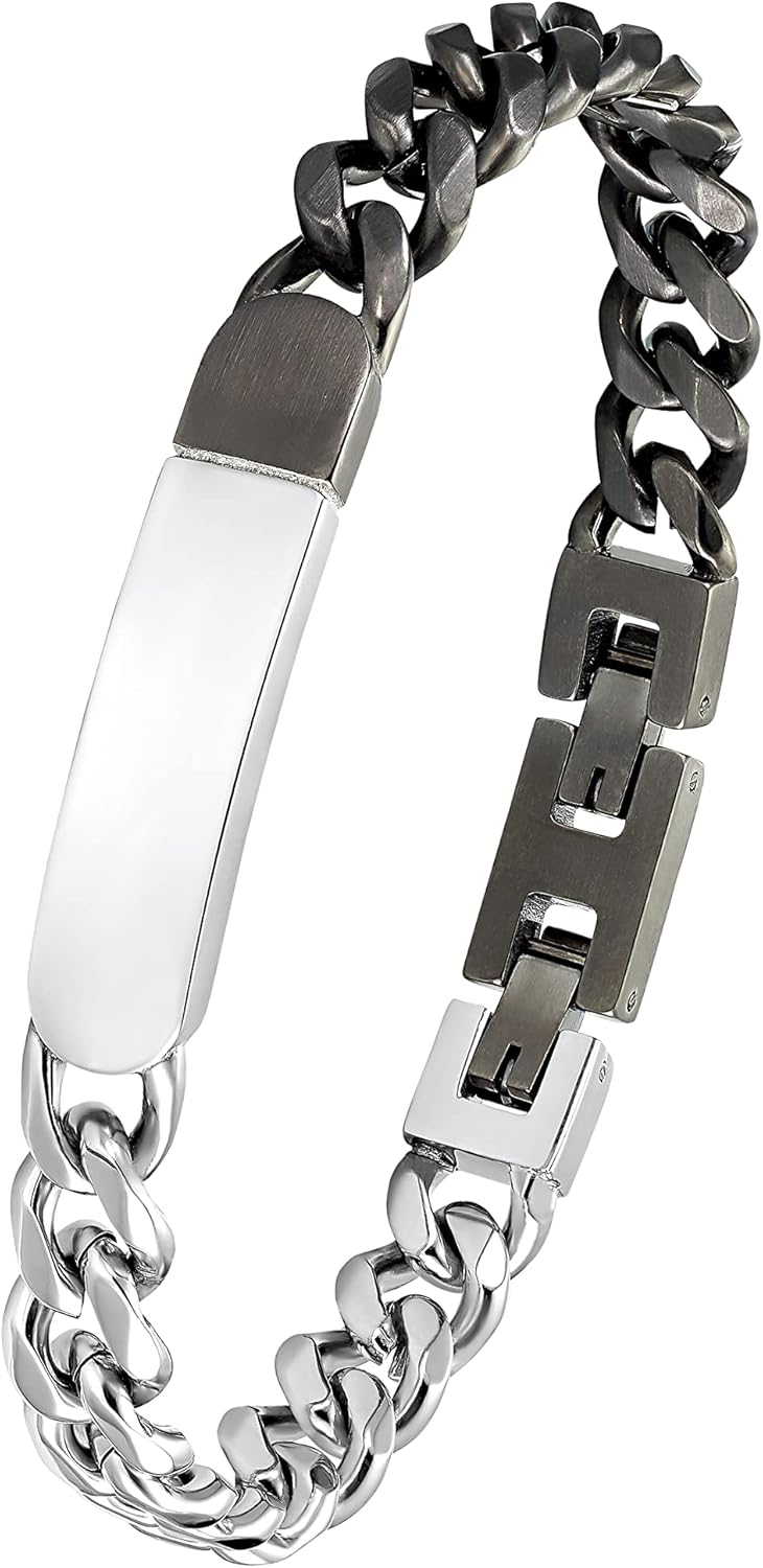 s.Oliver Identarmband Edelstahl Herren Armschmuck, 19,5+1,5 cm, Schwarz, Kommt in Schmuck Geschenk B