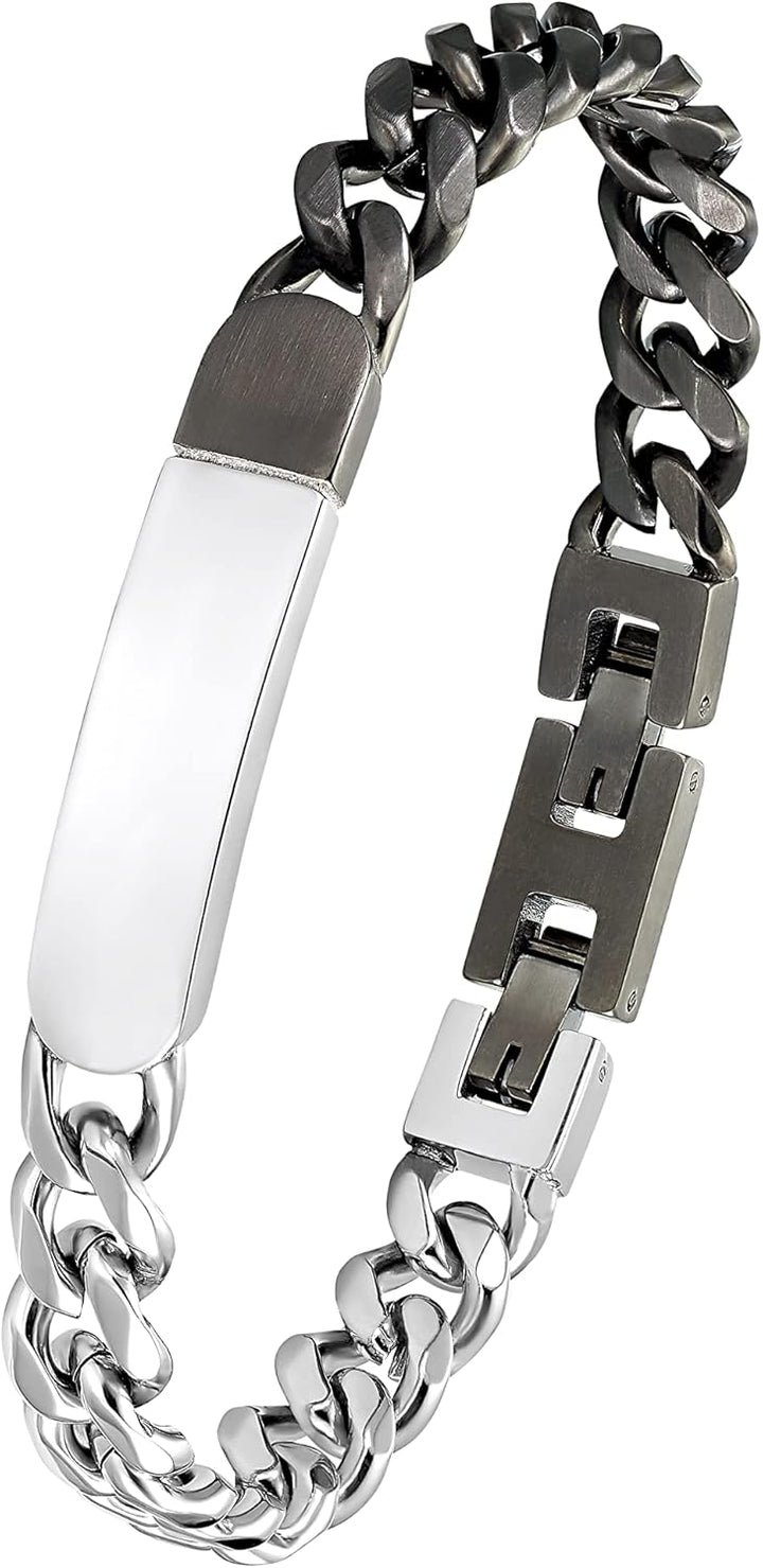 s.Oliver Identarmband Edelstahl Herren Armschmuck, 19,5+1,5 cm, Schwarz, Kommt in Schmuck Geschenk B