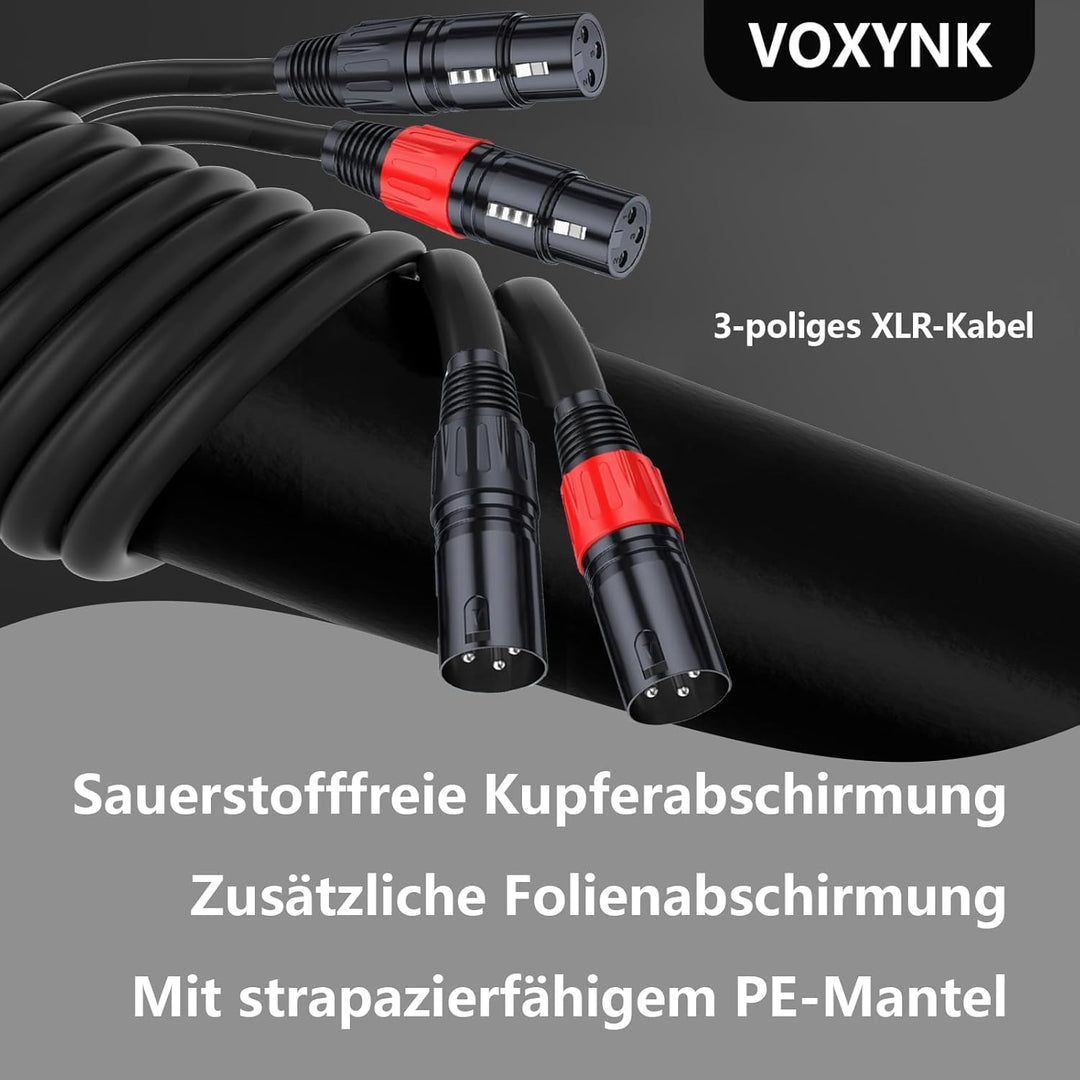 XLR Kabel 2m-2 Pack Mikrofonkabel XLR Stecker auf XLR Busche Kabel Kompatibel mit Mikrofone oder and