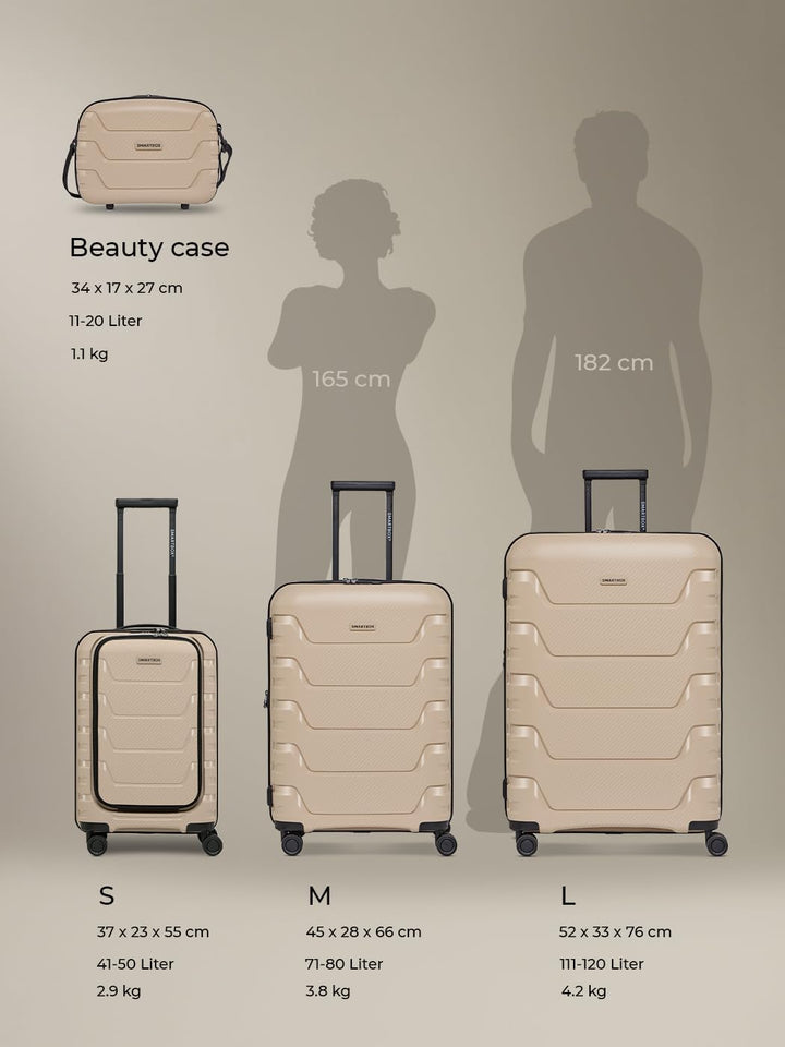 Smartbox Hartschalen Kabinen-Koffer mit Laptopfach | Kleiner Trolley 36 x 22 x 55 cm & Frontöffnung