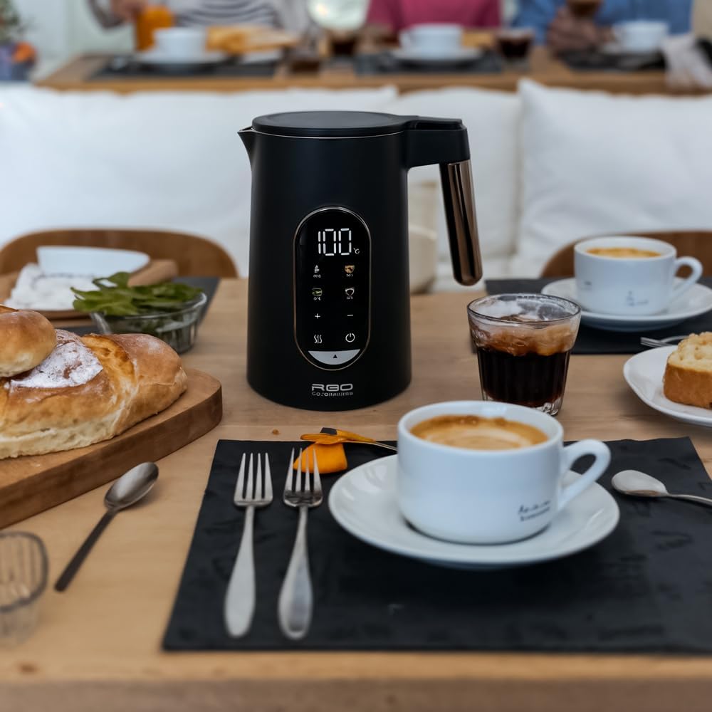 Edelstahl Wasserkocher 1,7L mit Temperatureinstellung (40-100°C) | 2000W Teekocher RED Colorsense A1