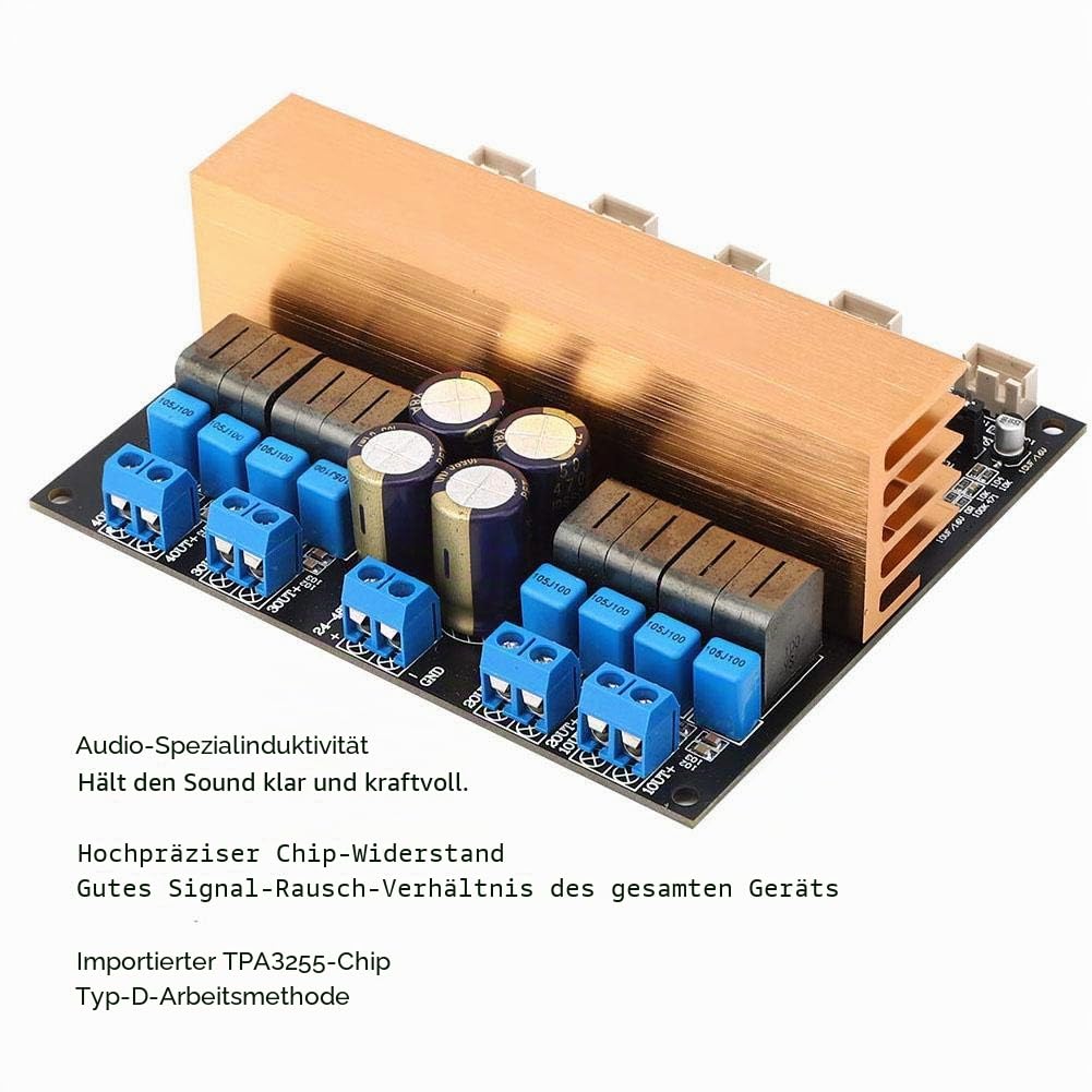 Digitale Verstärkerplatine, AMP-Modul Audioteile 4-Ton-Kanal Hochleistungs-TPA3255 Klasse D, Frequen