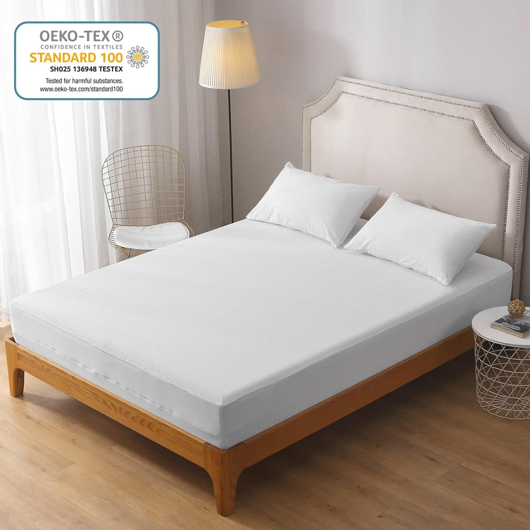 Bedecor Wasserdichter Matratzenbezug 160 x 200 cm mit Reissverschluss，Matratzenschoner Baumwolle，Atm