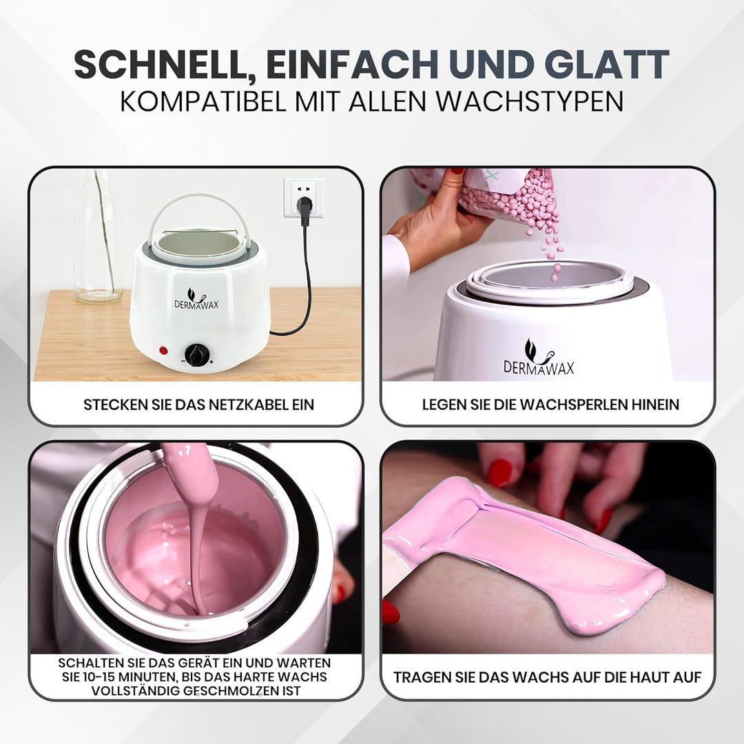 Dermawax Profi Heisswachs Warmwachs Wachsgerät- Wachswärmer 1000 ml zur Haarentfernung Waxing Enthaa