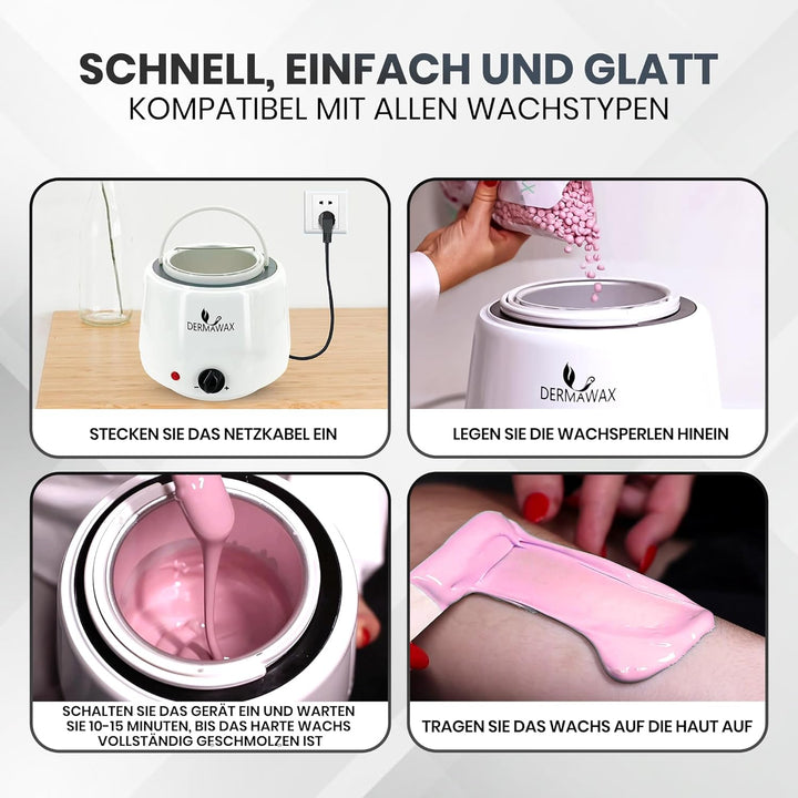Dermawax Profi Heisswachs Warmwachs Wachsgerät- Wachswärmer 1000 ml zur Haarentfernung Waxing Enthaa